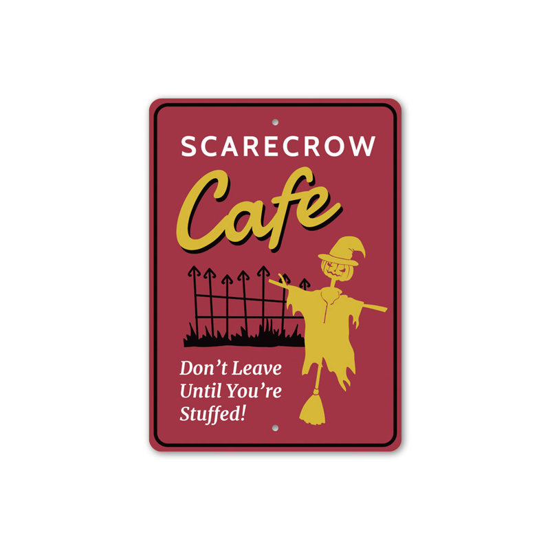 Scarecrow Cafe Sign, 18" H x 12" W x 0.06" D