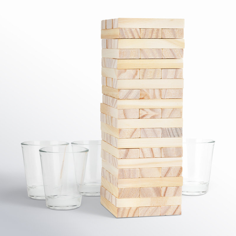 Stack Stacking Blocks Drinking Game with Shot Glasses