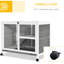 Lapin d'intérieur - taille de bureau et de table d'appoint, gris. Cage en bois imperméable avec roues pour 1 ou 2 lapins nains. 36 po x 21 po x 28,75 po. Pièces personnalisables pour stylo compact Space Design