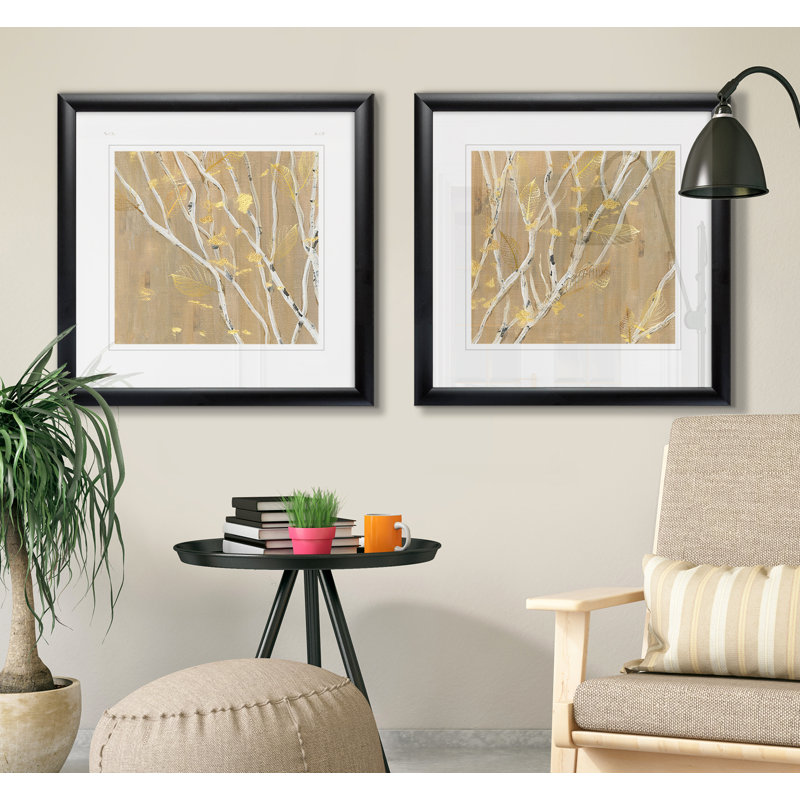 « bouleau en bois i », ensemble de 2 reproductions de peintures encadrées
