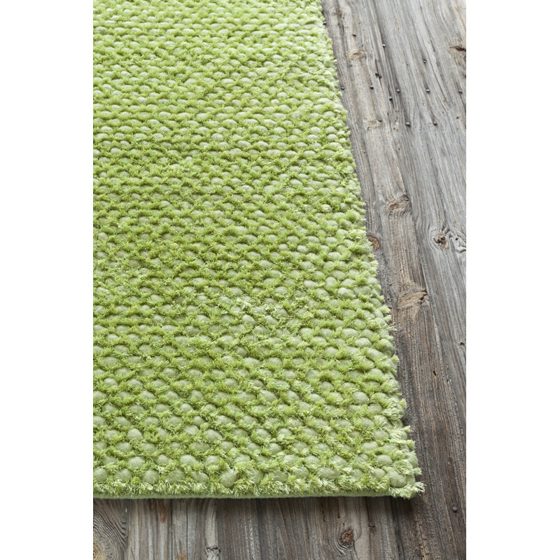 Tapis en laine à poils longs Lenz, Rectangle 5 pi x 7 pi 6 po, Green