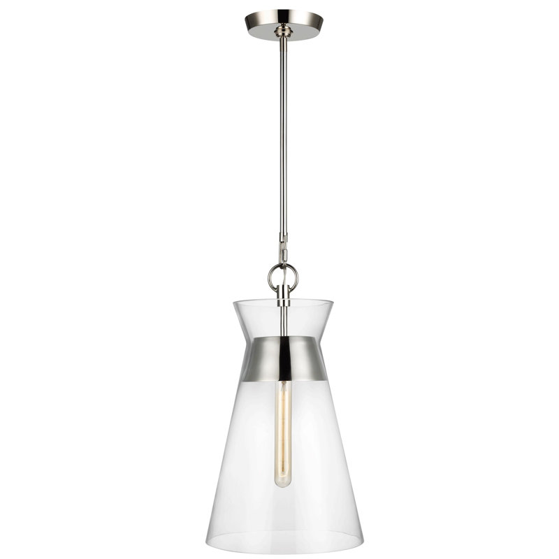 Luminaire suspendu conique à 1 lumière Bronsyn par Chapman & Myers, Nickel poli
