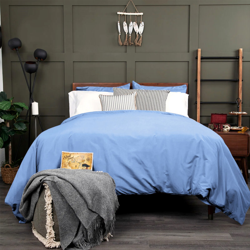 Microfibre 200 TC Plain Reversible Plain Weave Modern & Contemporary Duvet Cover Set, Single - 1 Standard Pillowcase