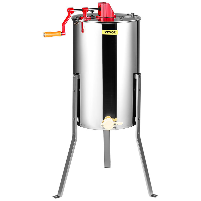 Extracteur de miel manuel, extracteur de filière de miel à 2 ou 4 cadres, extracteur d'apiculture en acier inoxydable, tambour de nid d'abeille avec couvercle, équipement de centrifugation de rucher avec support à hauteur réglable
