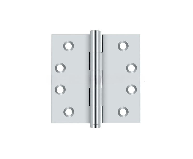 Charnières carrées en chrome poli 4 po x 4 po Deltana DSB426, Chrome poli, Cuivre massif