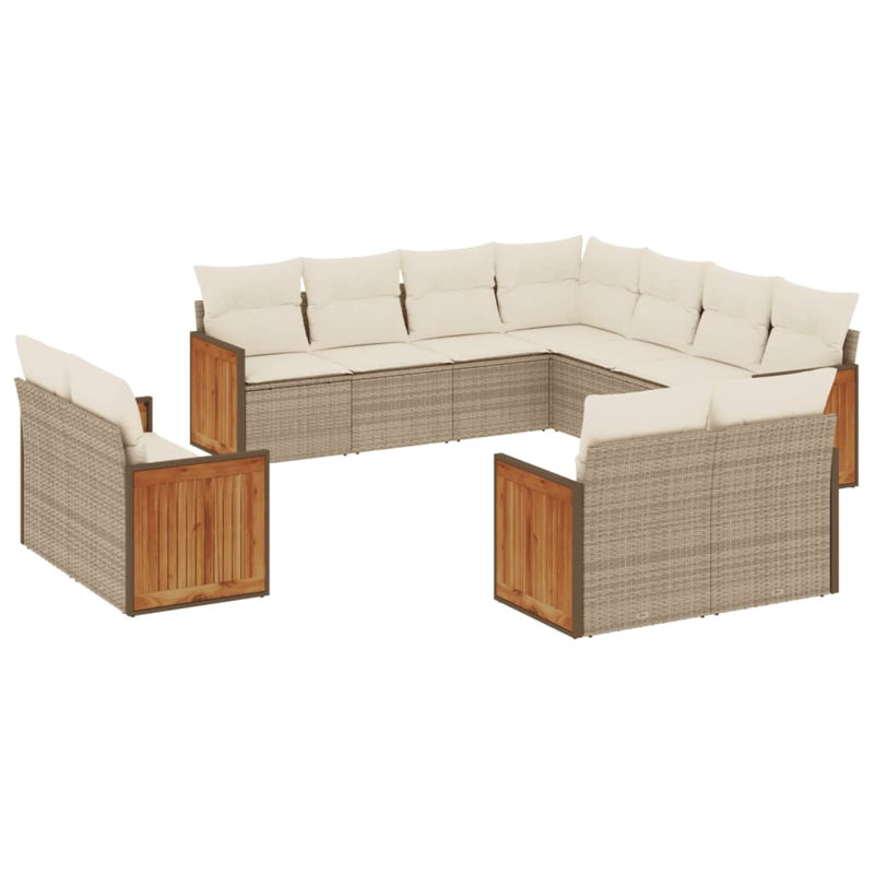  Ensemble de canapé de jardin modulaire en PE rotin beige