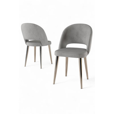 Ensemble de chaises Modern Glam (4 pièces), noir et or, 18,5 po x 33,9 po x 18,5 po | Structure 100% métal, envers en contreplaqué, tissu Babyface | Confortable dossier en mousse à 22 compartiments et siège en mousse à 28 garnitures, parfait pour les espaces chics