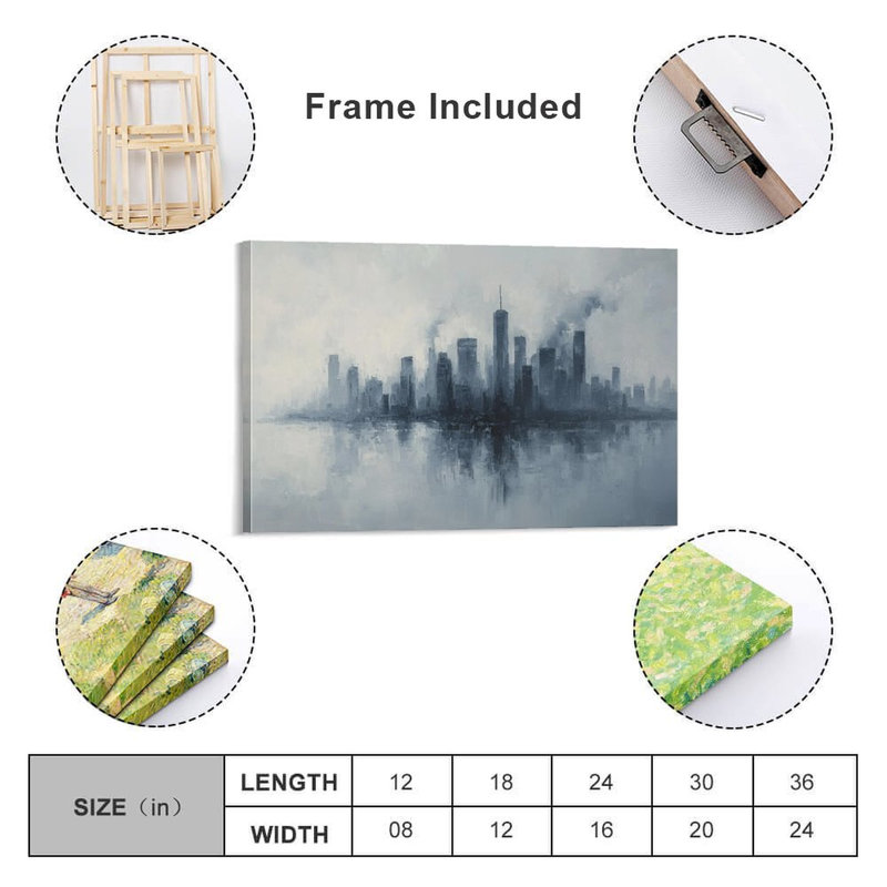 Art mural sur toile 8 "x 12" avec cadre en bois, prêt à être accroché, 08 × 12 pouces