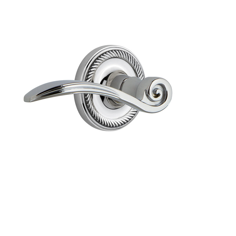 Rope Rosette Single Dummy with Swan Lever, Bright Chrome, Left Handed