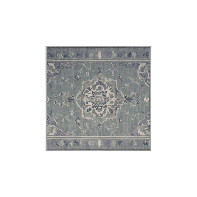 Tapis gris soyeux et moelleux, Carré 5 pi