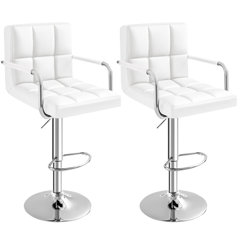 Tabouret de bar pivotant en velours et en polyuréthane pivotant Brychan, Polyuréthane blanc