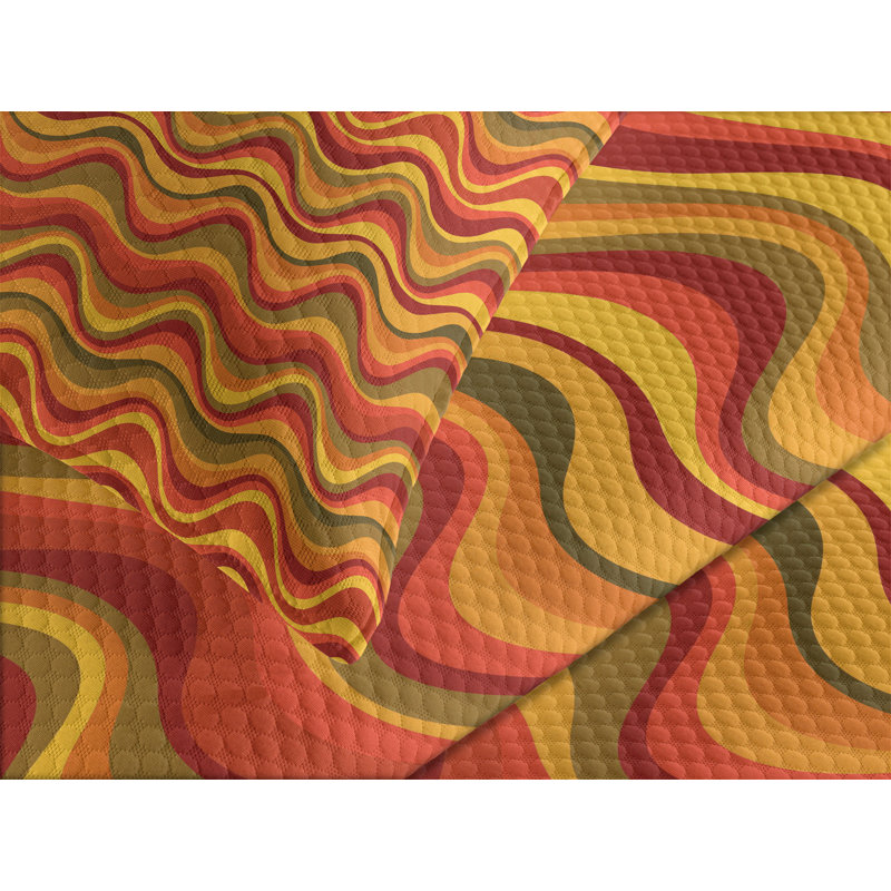 Ambesonne Geometric Bedspread Desert Dune Pattern Multicolor, King Coverlet/Bedspread + 2 Pillow Shams