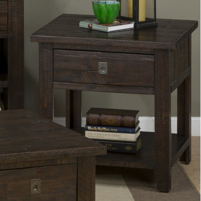 Zytavion Solid Wood End Table with Storage