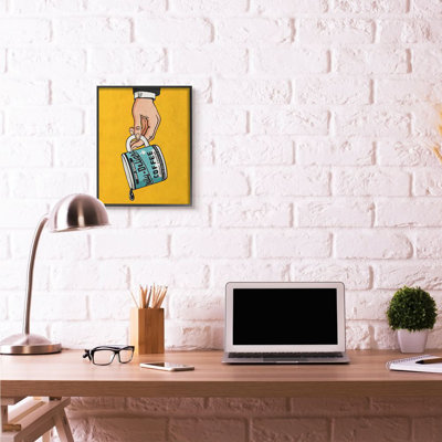 Drip Coffee Cup Vintage Comic Book Yellow Blue Design by Ester Kay - Single Picture Frame Graphic Art on Canvas