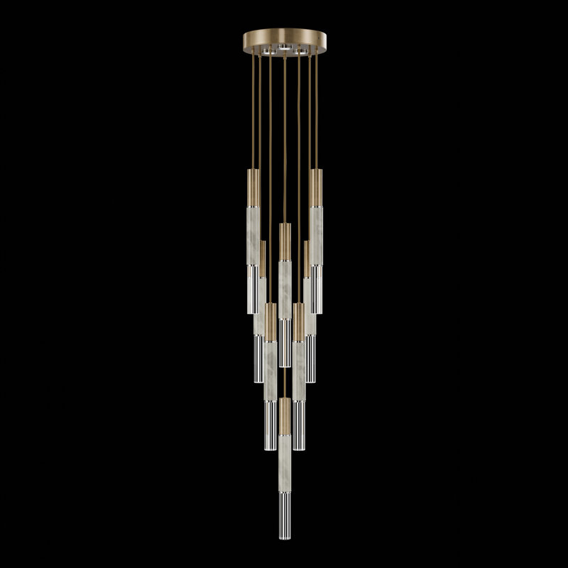 Antonia 11 - Light LED Cluster Pendant, Standard Gold Leaf/Nickel