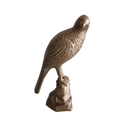 Oiseau en aluminium avec finition dorée Laytona Birds 7 po x 5 po x H 15 po