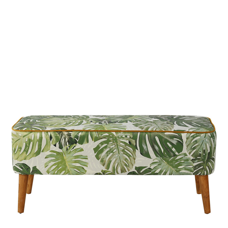 Polyester Blend Upholstered Bench, Green