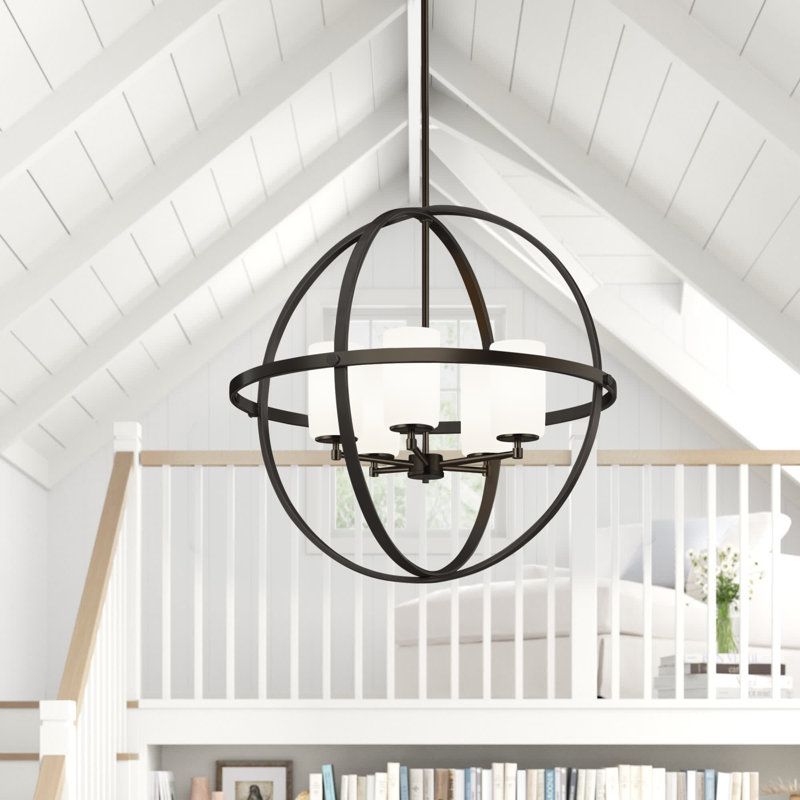 Alturas 5 - Light Dimmable Globe Chandelier, Brushed Oil Rubbed Bronze, No