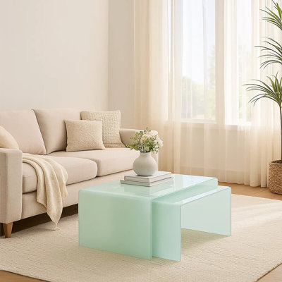 Glass Top Sled Nesting Tables