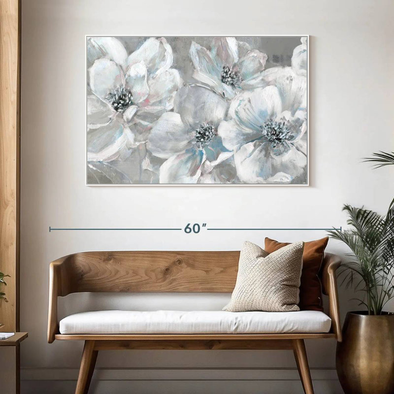 Bleu sarcelle tendre, Cadre flottant blanc, 46 po x 31 po