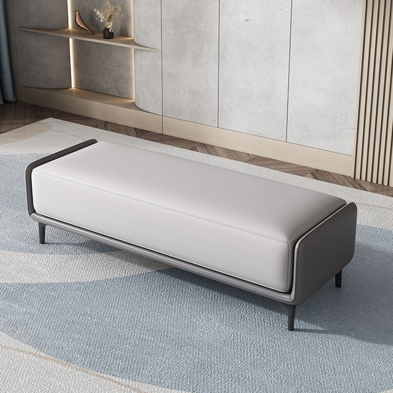 Upholstered Bench, Light Gray, 17.72" H x 59.06" W x 15.75" D