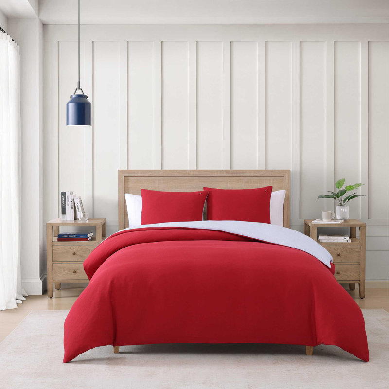 Ensemble de housse de couette Tommy Hilfiger, Rouge, Housse de couette très grand et 2 très grandes t