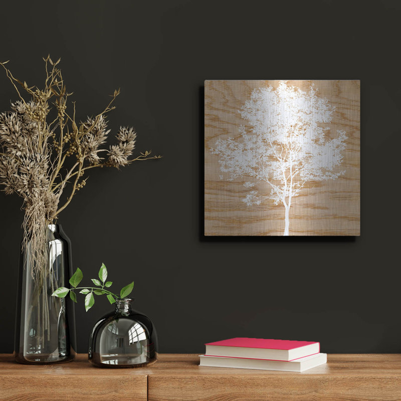  «Snowy Tree» par Erin Clark, art mural en métal, 24 po x 24 po, H 12 po x l 12 po
