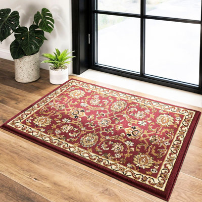 Tapis rouge classique 61 x 91 cm, couleur intemporelle, polypropylène, apporte une touche de confort à votre intérieur, 984 g, design élégant, hauteur 11 mm.