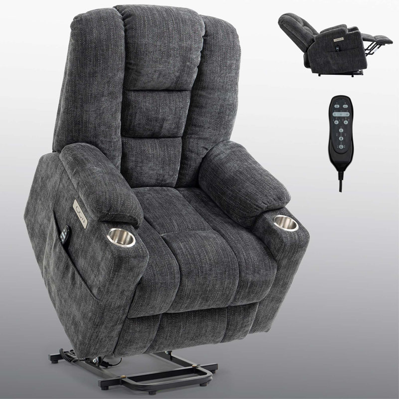 Power Lift Recliner Chair With Massage And Heat For Elderly, Heavy Duty Motion Mechanism With USB And Type C Ports, 2 Steel Cup Holders