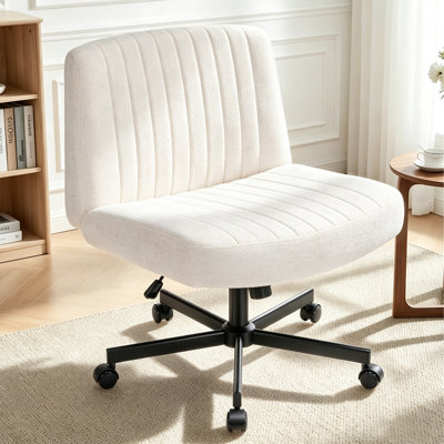 Criss Cross Desk Chair, Armless Cross Legged Office Chair With Wheels, Thick Cushion