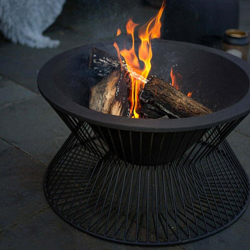  33cm H x 60cm W Steel Wood Burning Outdoor Fire Pit