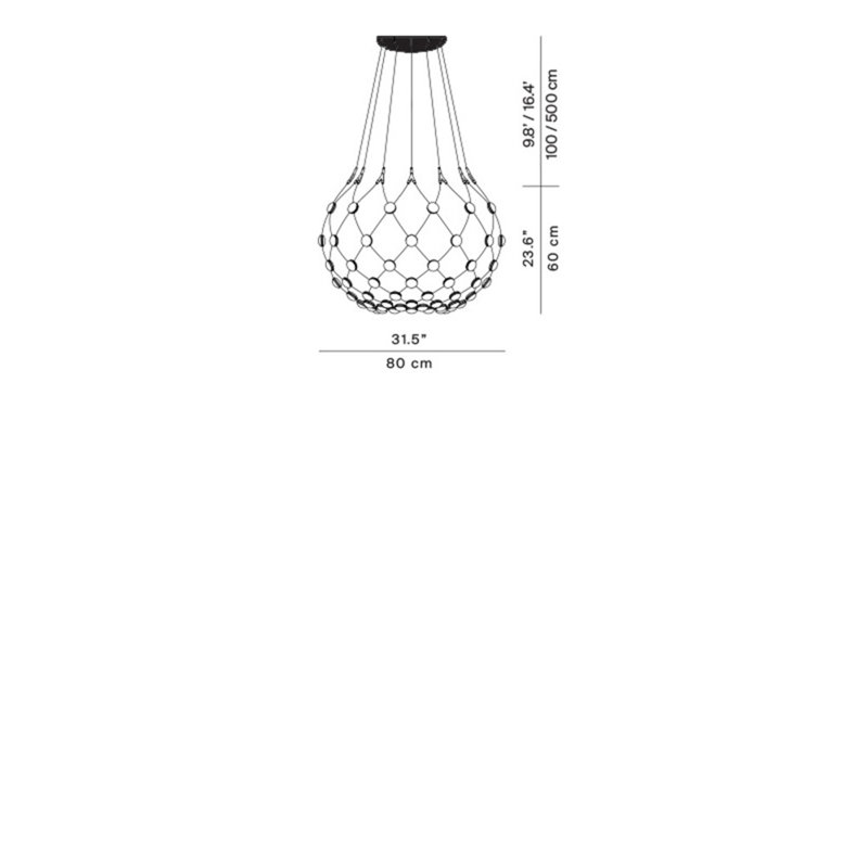 Mesh 1 - Light Unique Global LED Chandelier, 227.4" H x 39.4" W x 39.4" D