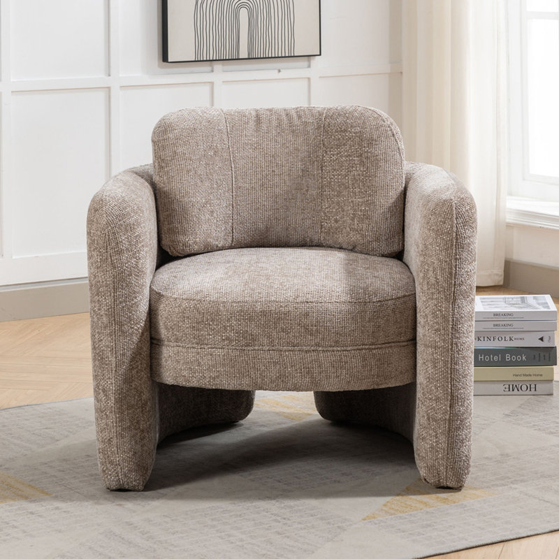 Chaise d'appoint rembourrée Kippar, chaise d'appoint, chaise de salon, chaise de chambre , Polyester gris chaud