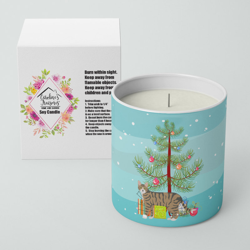 Bougie décorative 10 oz Dragon Li # 2 Merry Christmas Cat Merry Christmas