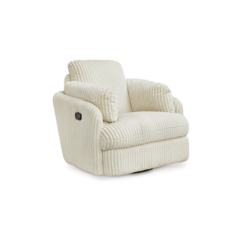 Rikki Swivel Glider Manual Recliner Chair, Corduroy, 2 Pillows, Ivory