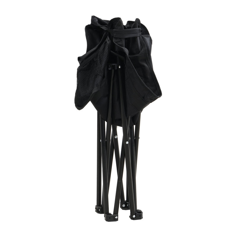 2Pcs Outdoor Black Foldable Camping Chairs With Carry Bag, Lightly Cushioned For Comfort, Side Pocket Storage, Heavy - Duty Frame, Ideal Hiking And Fishing Folding In Black, Comes Convenience, Picnics