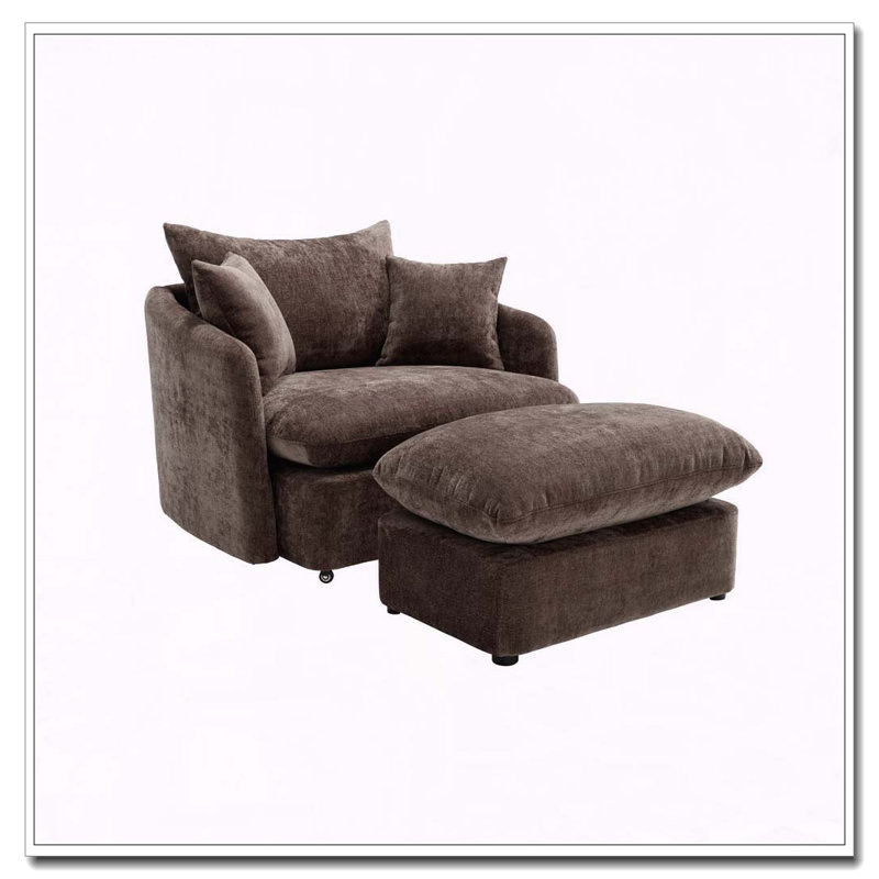 Coussin de fauteuil pivotant sur 360 ° avec 3 coussins, Brun, 1