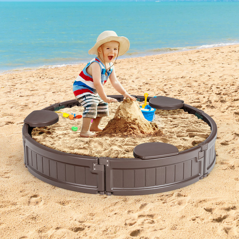 Freeport Park Alanis 120cm x 21cm Plastic Round Sandbox with Cover