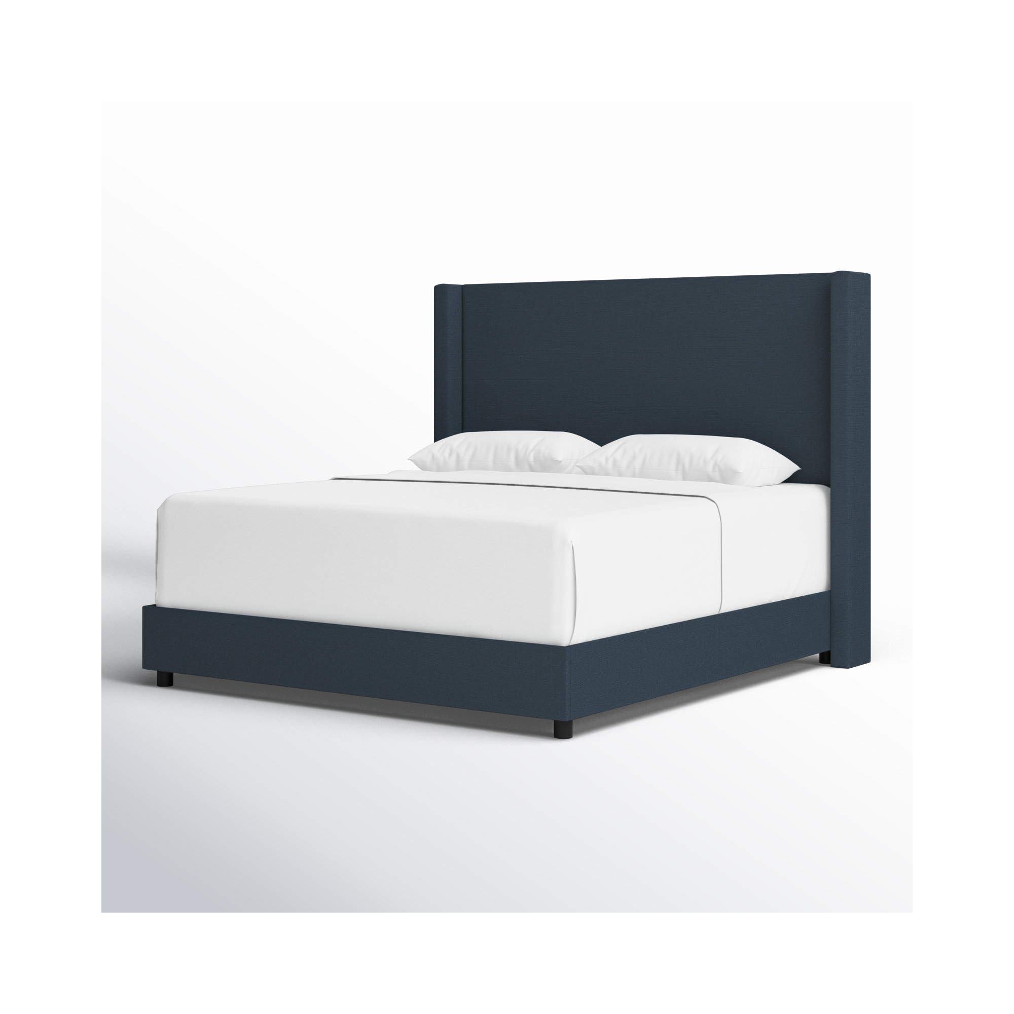 Hanson Upholstered Wingback Bed, California King, Classic Navy Linen