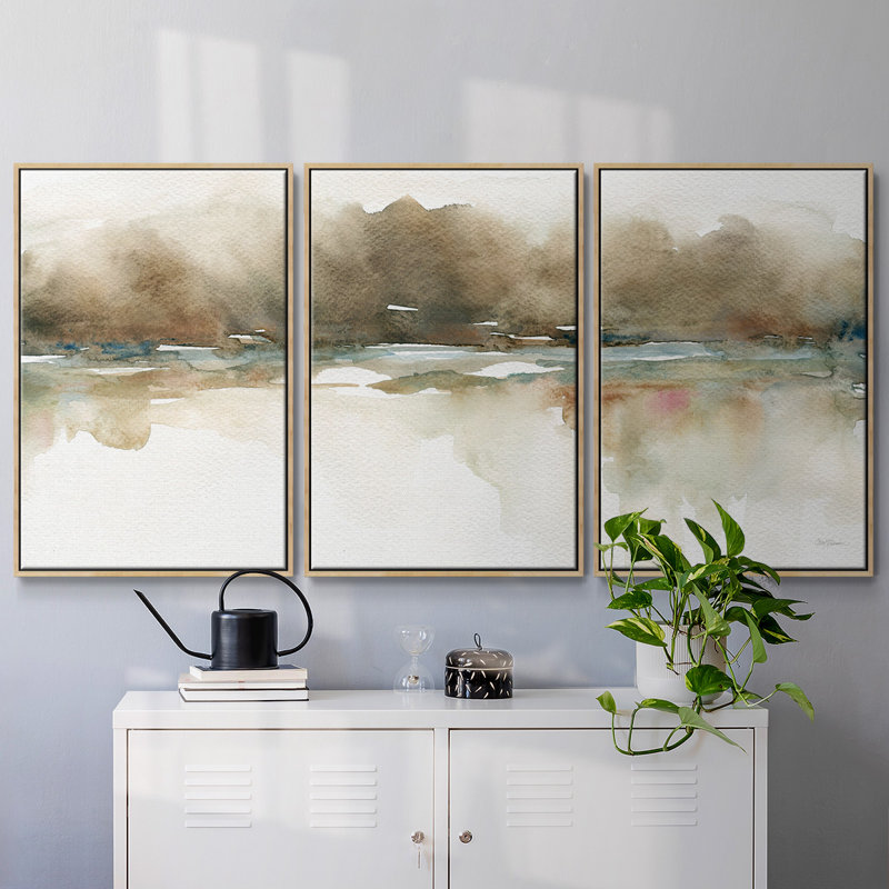 Réflexions plus douces - Toile encadrée multi-pièces, H 36 po x l 75 po x P 2 po, Naturel