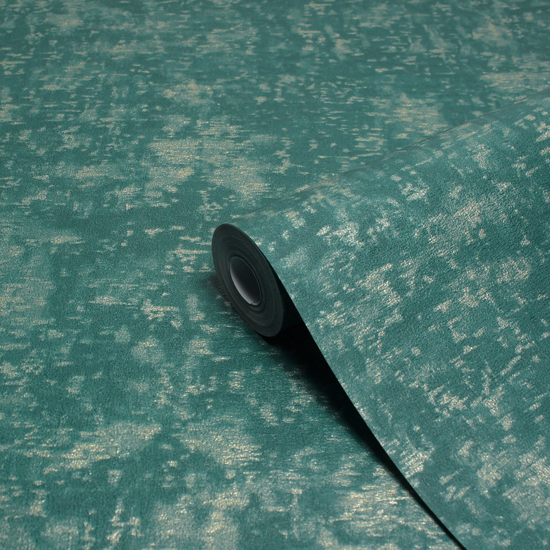  10.5m x 53cm Textured Metallic Finish Wallpaper Roll, Teal