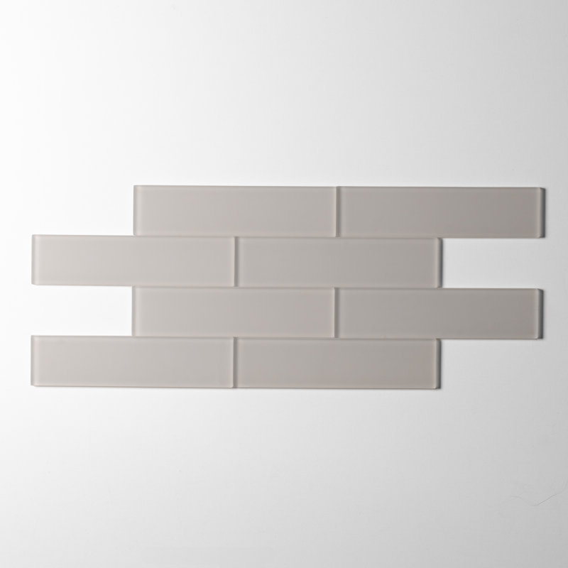 2in.x8in. Glass Subway Tile, Misty Grey Matte