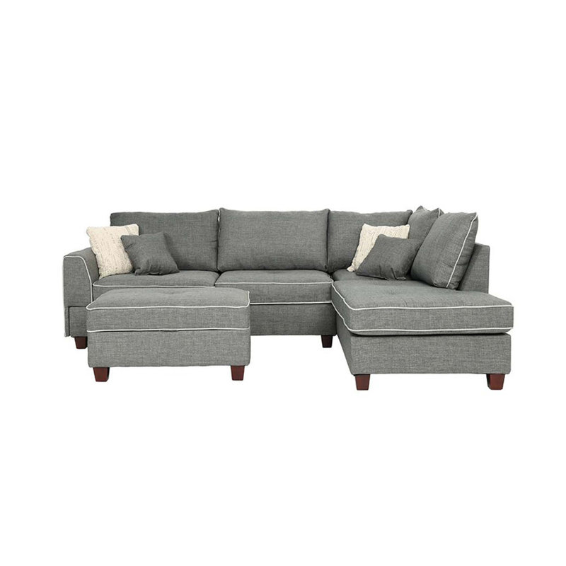 Canapé modulaire réversible en tissu avec repose-pieds Dorris