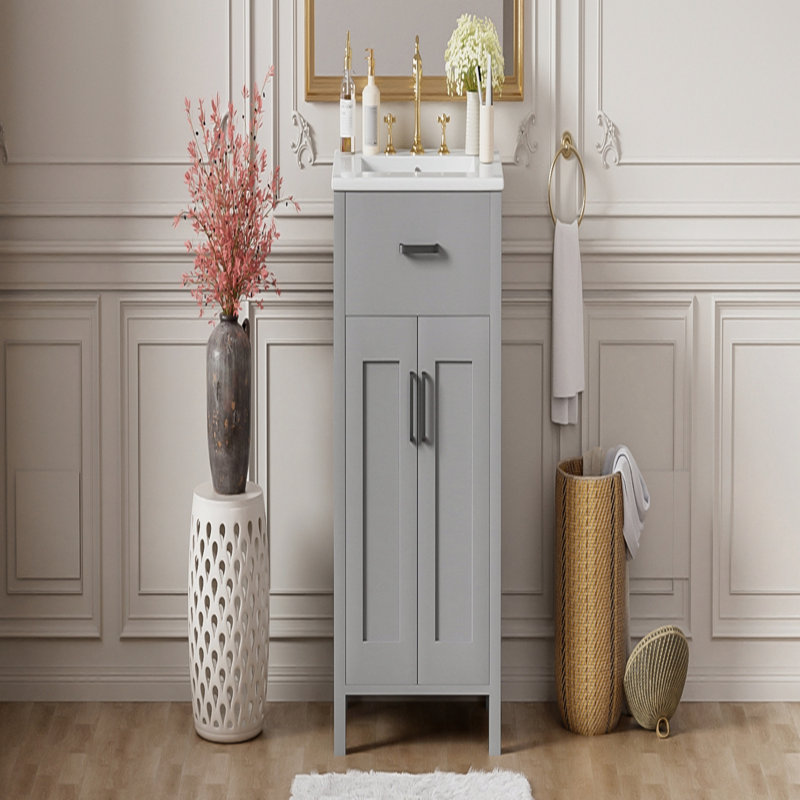 Luxurious Bathroom Vanity Combo With Ceramic Sink And Space-Saving Design, Ideal For Modern Bathrooms., Gray