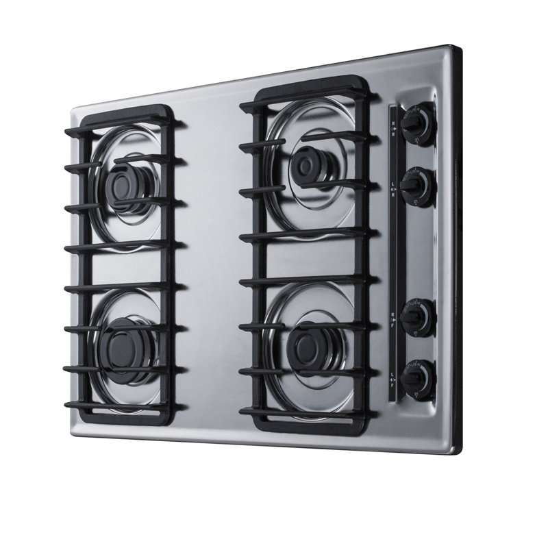 Summit Appliance 30" Gas 4 Burner Cooktop, Chrome