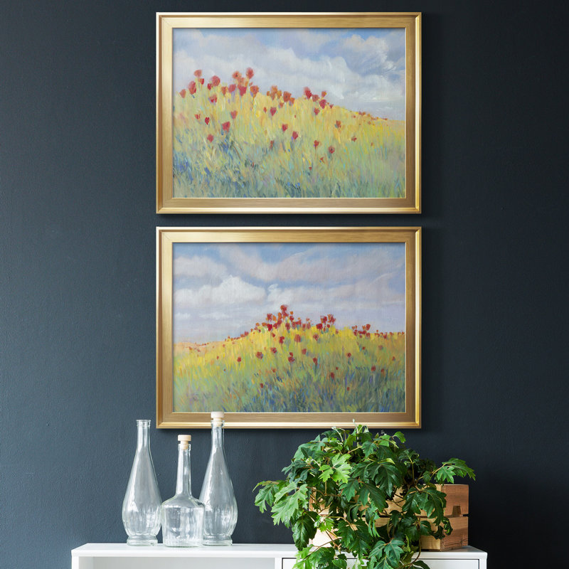 Summer Breeze Meadow I - ensemble de 2 reproductions de cadres photo, Or, H 24,5 po x l 37 po x P 1 po