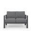 3-Piece Modern Aluminum Patio Conversation Set, 5-Seat Outdoor Sofa With  Thick Dark Grey Cushions & Grey Frame And Coffee Table