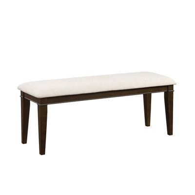 Banc de salle à manger brun foncé avec siège de 48 pouces et revêtement beige pour une qualité éternelle et un attrait constant