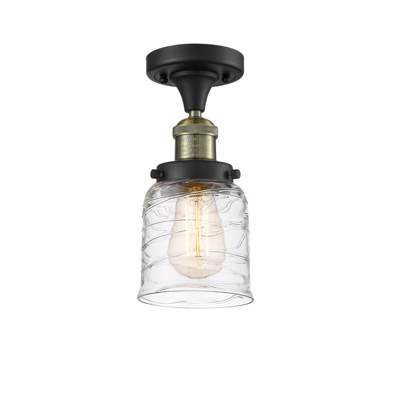 Plafonnier semi-encastré à 1 lumière 5 po Archambault, Ampoule DEL 6 watts Vinage, Transparent, Laiton antique noir