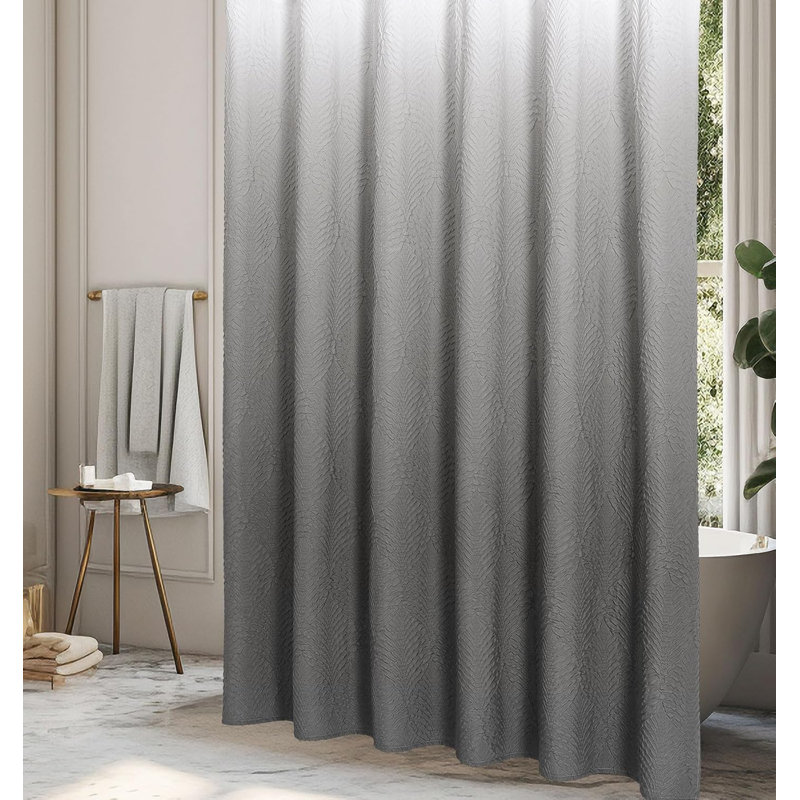 Rideau de douche pour la salle de bain, tissu texturé en relief 3D, ensemble de rideau de douche moderne en tissu doux avec crochets, hydrofuge et durable